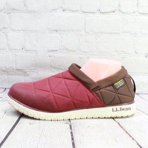 LL BEAN Woman's Red Quilted Ultralight Primaloft Waterproof Slip On Shoes 11 M